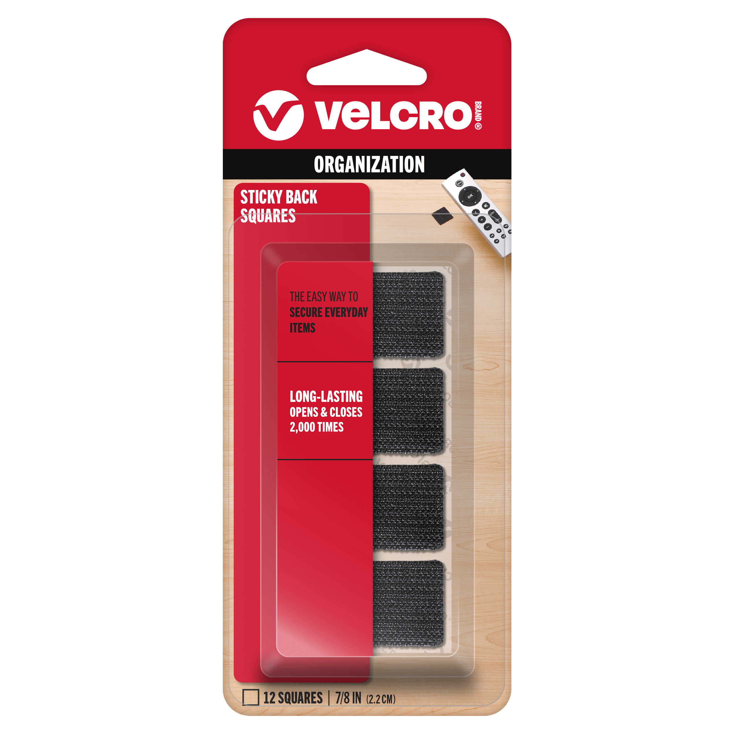 Velcro Brand - Sticky Back Hook And Loop Fasteners, Cut-To-Length, 7/8", Black 12 Count