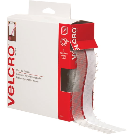 VELCRO Brand Self Stick Tape Combo Pack, 3/4" x 15', Clear