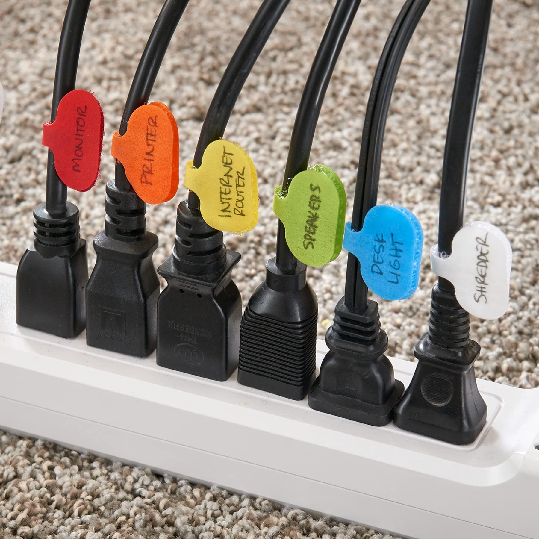 Label Strap Velcro Cable Straps Labels, Oval, Multi-Color (30-Pack) Write On Cord ...