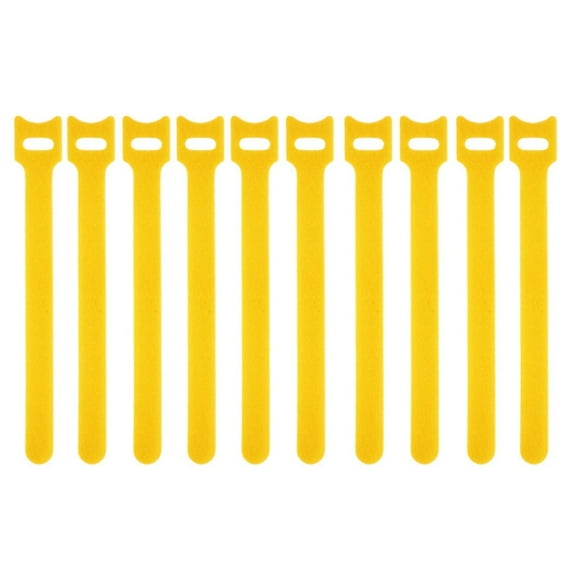 Velcro Hook Cable Ties T Type Adhesive Fastener Tape Reusable Fastening Cable Ties Fastening Cable Ties with Hook and Loop for Home Data Centers Electronics, 10Pcs, Multicolor(Yellow,5.9x0.6")