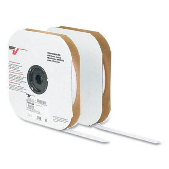 Velcro Sticky-Back Fasteners, Hook Side, 1" x 75 ft, White