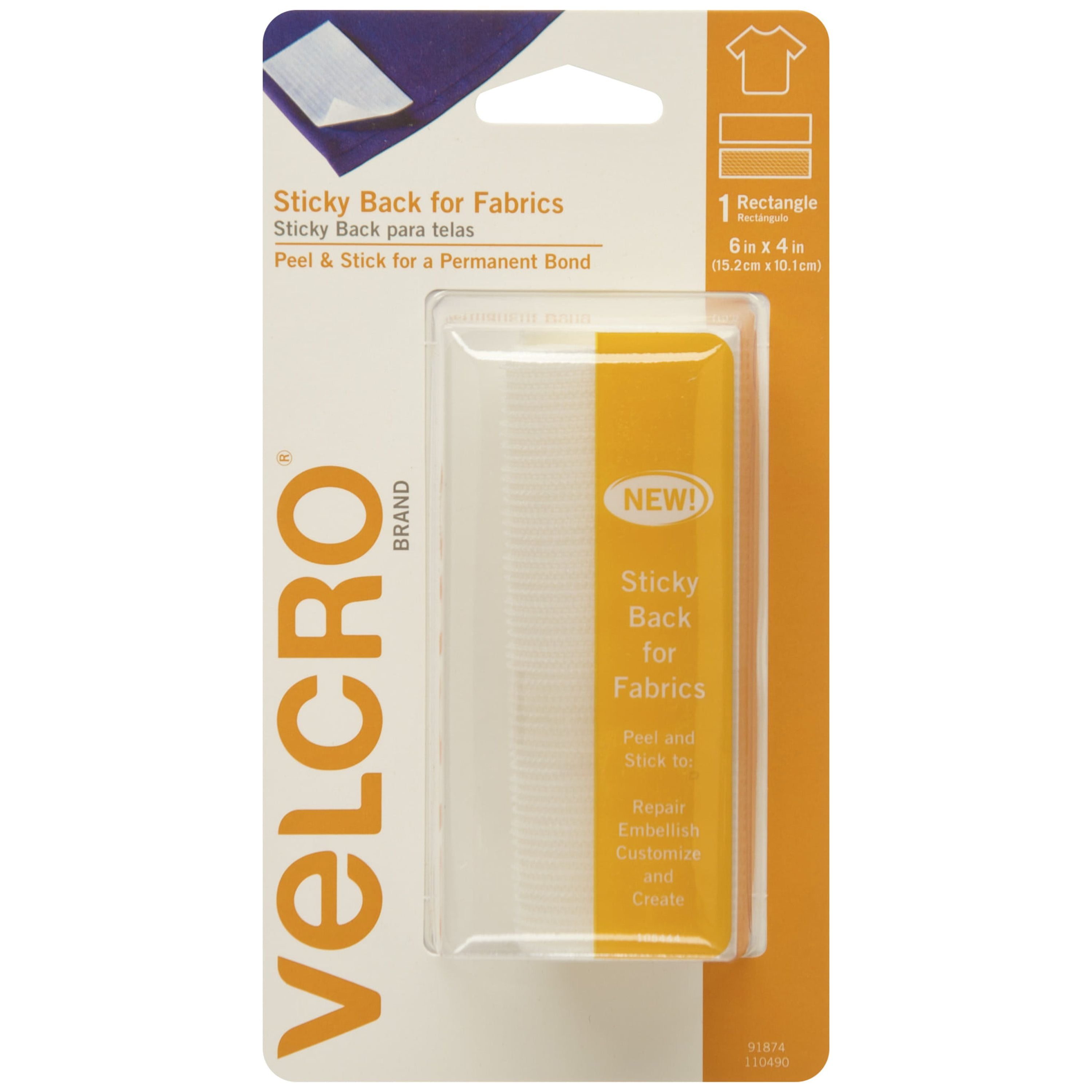 Velcro Sticky Back For Fabrics 6x4 White 