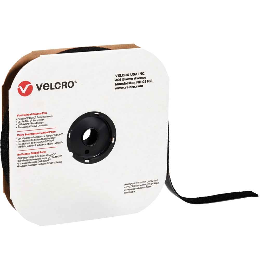 Velcro Tape Individual Strips Hook 1" x 75' Black 1/Case HLVEL133B