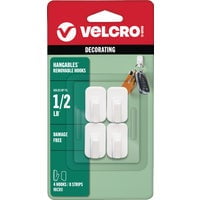 Velcro USA VELCRO Brand Hangables Adhesive Backing Hook & Loop Hook - Pack of 4 Shop Supply Pack