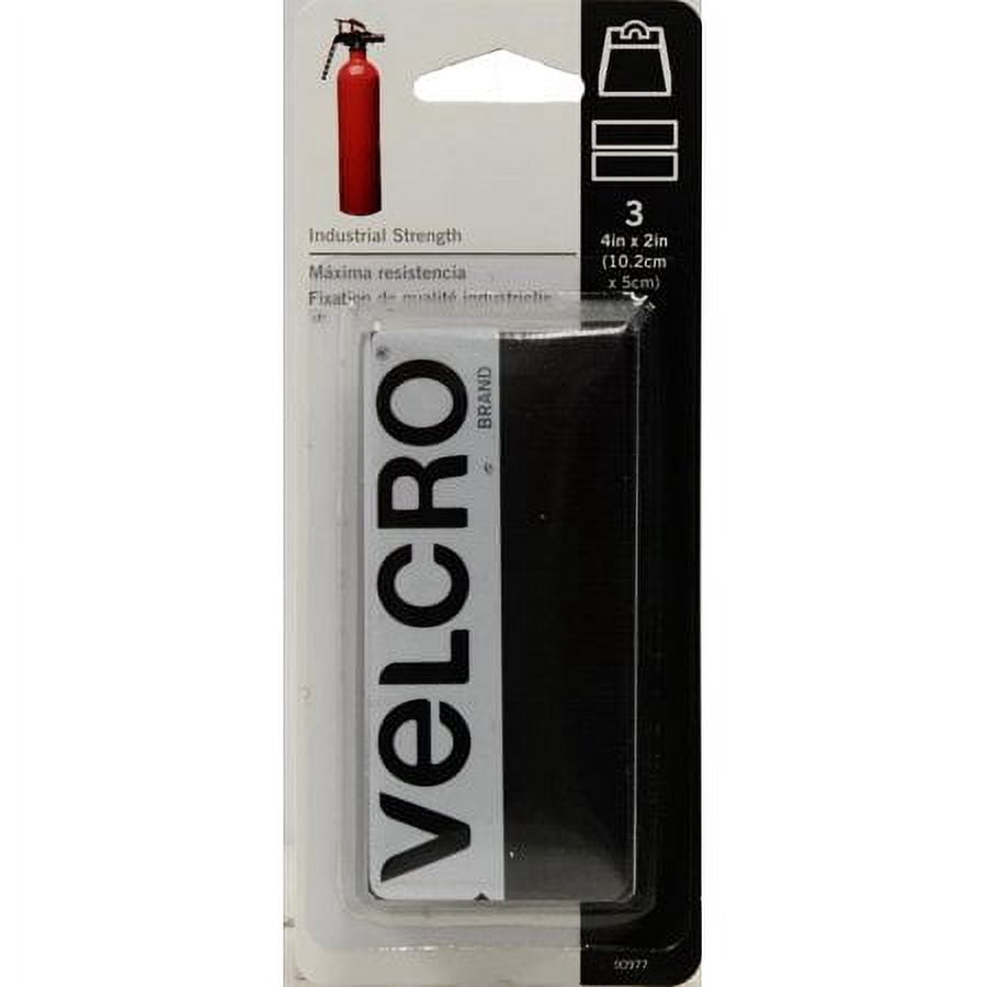 Velcro brand industrial strength 4in x 2in strips, black - 3 ct, 4 pack