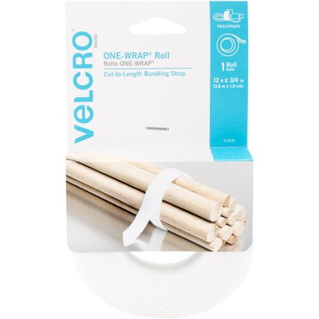Velcro(r) Brand One-wrap(r) Roll 3/4"x12'-white, 2 pack