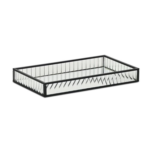 Veldra Black Rectangular Fluted Glass Tray - Small - Elegant Design