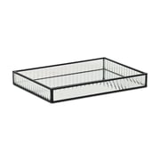 Veldra Black Rectangular Fluted Glass Tray