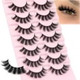 thumbnail image 1 of Veleasha Cat Eye Lashes Wispy Lashes Lightweight Eyelashes Dramatic False Eyelashes Clear Band Lashes Look Like Eyelash Extensions 9-17MM 7 Pairs Pack (Rio Vista), 1 of 14
