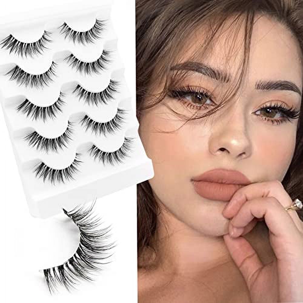 Veleasha Lashes Natural Look Fake Eyelashes with Clear Band Wispy