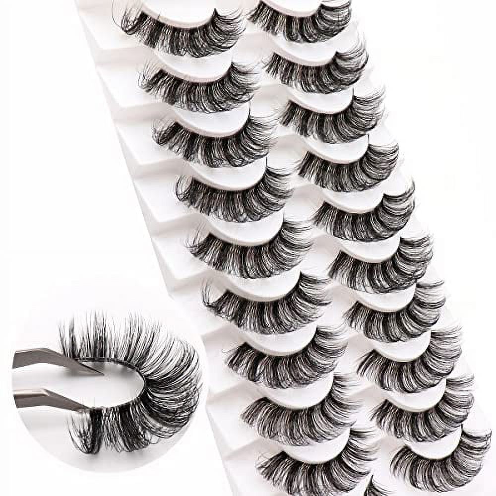 Veleasha Russian Strip Lashes with Clear Band Looks Like Eyelash Extensions D Curl Lash Strips