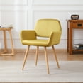 thumbnail image 1 of Velet Upholstered Side Dining Chair with Metal Leg(Yellow velet+Beech Wooden Printing Leg),KD backrest, 1 of 9