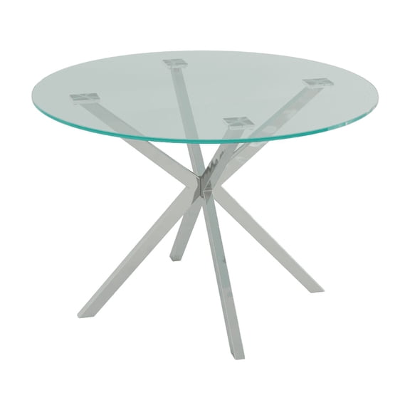 Velets Lena Round Glass Top Dining Table with Chrome Legs: Chic Elegance and Modern Functionality for Dining Room, Kitchen, or Living Room, Perfect for Breakfast Nooks & Kitchen