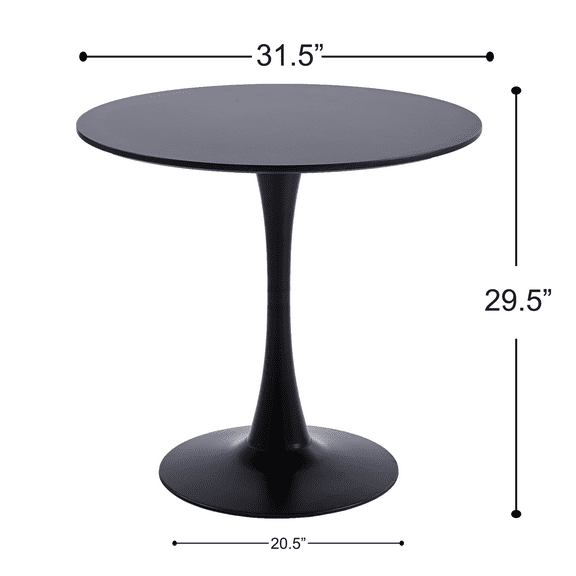 Velets Tulip Mid Century Modern Dining Table/Coffee Table with Round Top & Pedestal Base, Functional Table for Dining Room & Living Room - Perfect for Breakfast Nooks & Kitchens (Black, 32")