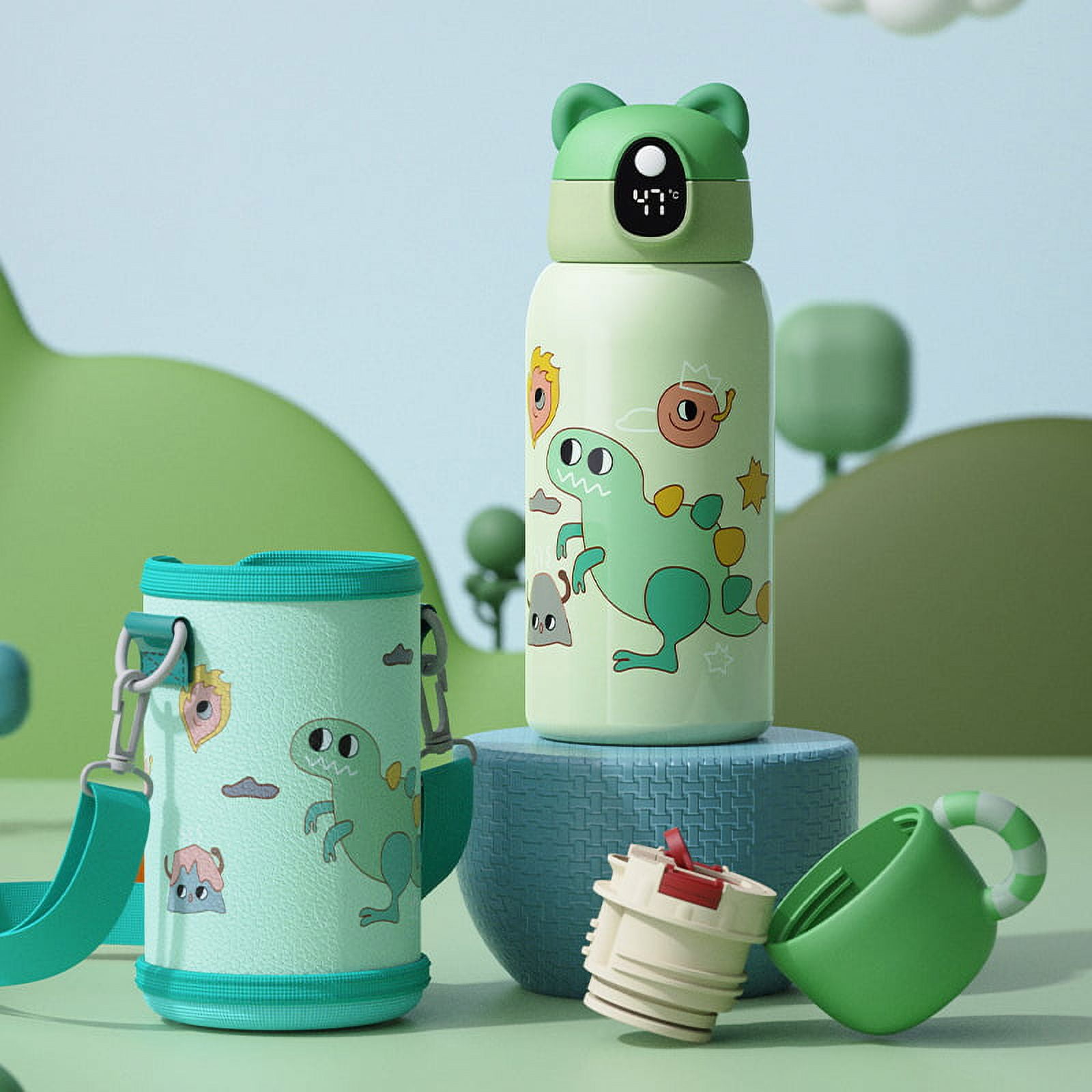 Cartoon Kid Tumbler Smart Insulated Cup Portable Straw Mug Hot