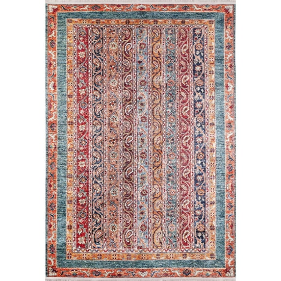 VelikiyeLuki Orange Modern Polyester Area Rugs for Living Room Washable Rugs Boho Moroccan Area Rug Soft Geometric Bohemian Distressed Indoor Rug for Bedroom Dining Room Office Foldable Nonslip Rug