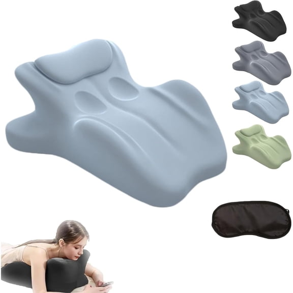 Veliqu Couple Pillow, 27° Angle Perfect Position, Multi Functional Couples Pillows, Ergonomic Memory Foam Wedge Cushion, Depth Support, for Sitting and Lying (Blue)