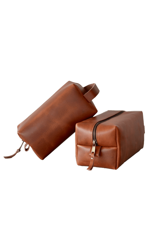 Genuine Leather Toiletry Bag, Toiletry Bag for Men and Women Shaving Bag Cosmetic Bag for Women Mens Dopp Kit. Light Brown