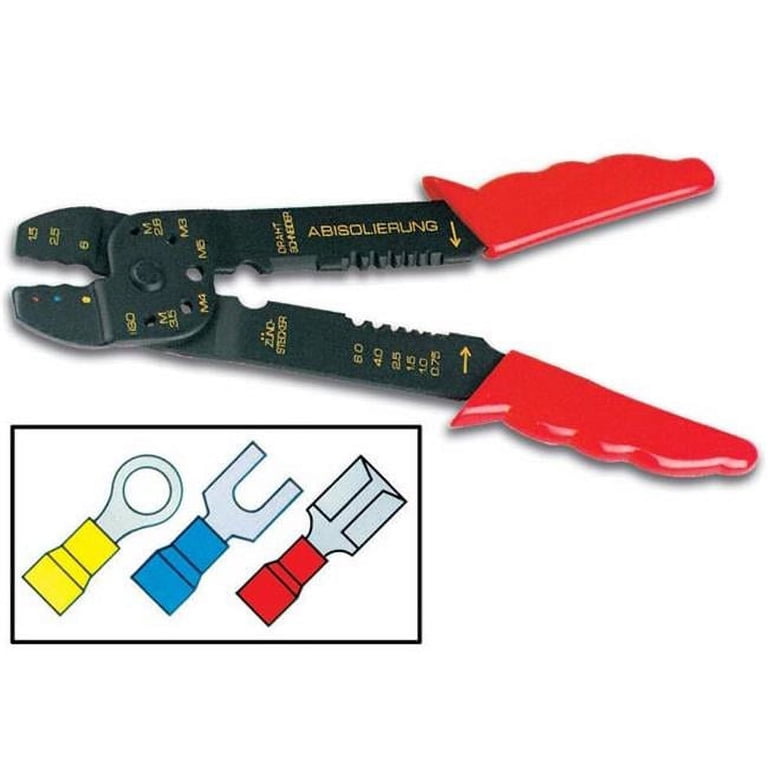 Velleman Heavy-Duty Crimping Tool – For Red, Blue, Yellow Insulated Terminals, AWG 22-10, 6-Inch (220mm)