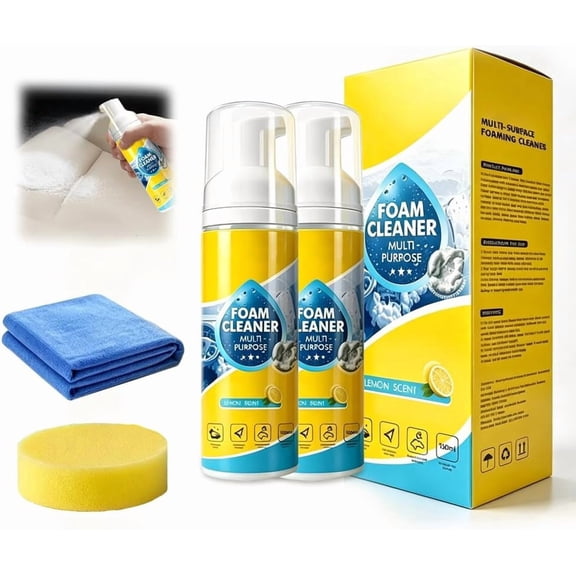Vellero Foam Cleaner, 4-in-1 Multi-Enzyme Foam Cleaner, New Foam No-Rinse Cleaner, All-Purpose Deep Cleaning Spray for Car Interior, Kitchen Grease, Bathroom Tiles, Sofa Upholstery
