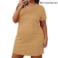 thumbnail image 1 of Vellicortexion Plus Size Womens Sleep Shirt Short Sleeve Nightgown Round Neck Loose Fit Casual Sleepwear Lounge Wear Summer Night Dress Beige, 1 of 6