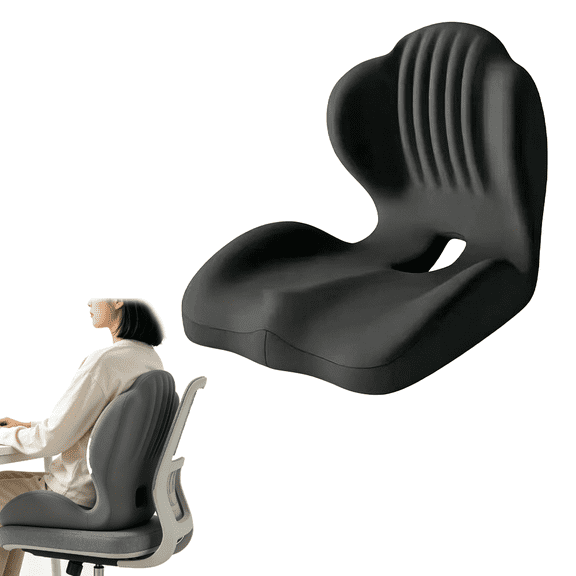 Velloraco Ergonomic Seat Cushion,Memory Foam Chair Cushion with Backrest, Ergonomic Full-Seat Support, Breathable Contoured Design, Non-Slip Bottom for Office Chairs, Home and Car Sitting Comfort