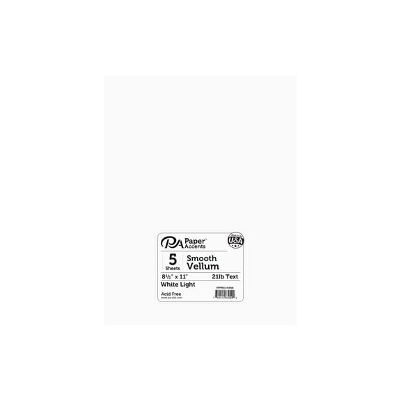 Vellum 8.5x11 21lb White Light 5pc