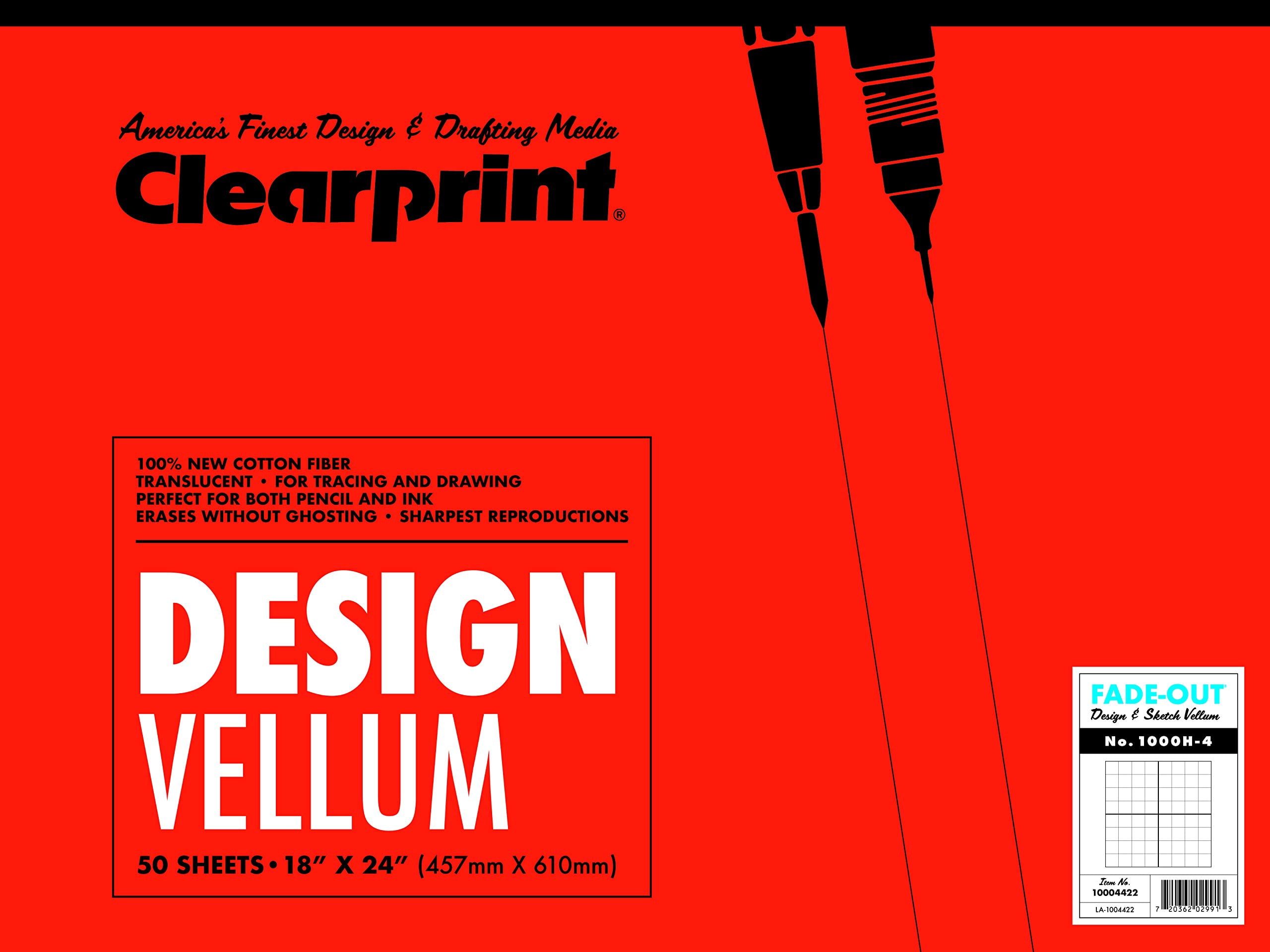Vellum Archival Quality 4x4 Gridded Design and Sketch Pad - Clearprint (24 in. L x 18 in. W)