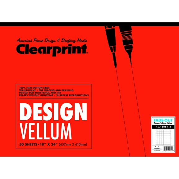 Vellum Archival Quality 4x4 Gridded Design and Sketch Pad - Clearprint (24 in. L x 18 in. W)