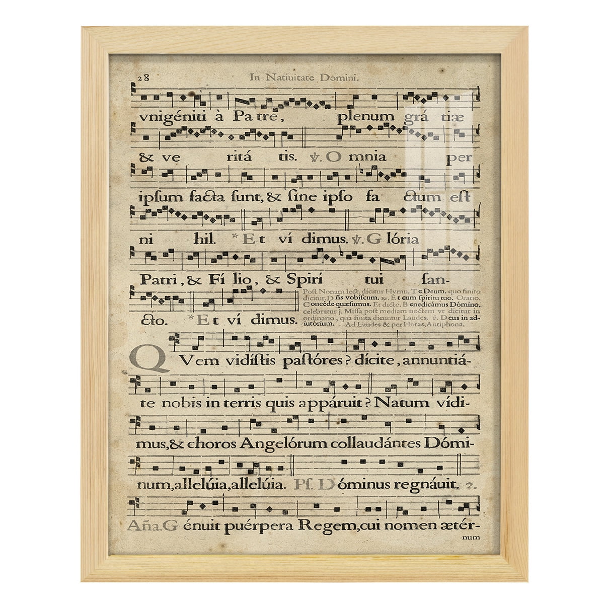Vellum Songbook III -Framed Print w/glass-Natural Wood