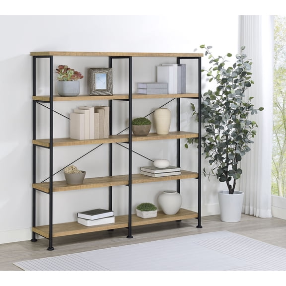 Vellun Mango 4-shelf Double Bookshelf Metal, Mdf, for Home Office Metal, Melamine Paper, Medium Density Fiberboard (MDF), Particle Board (Pb)