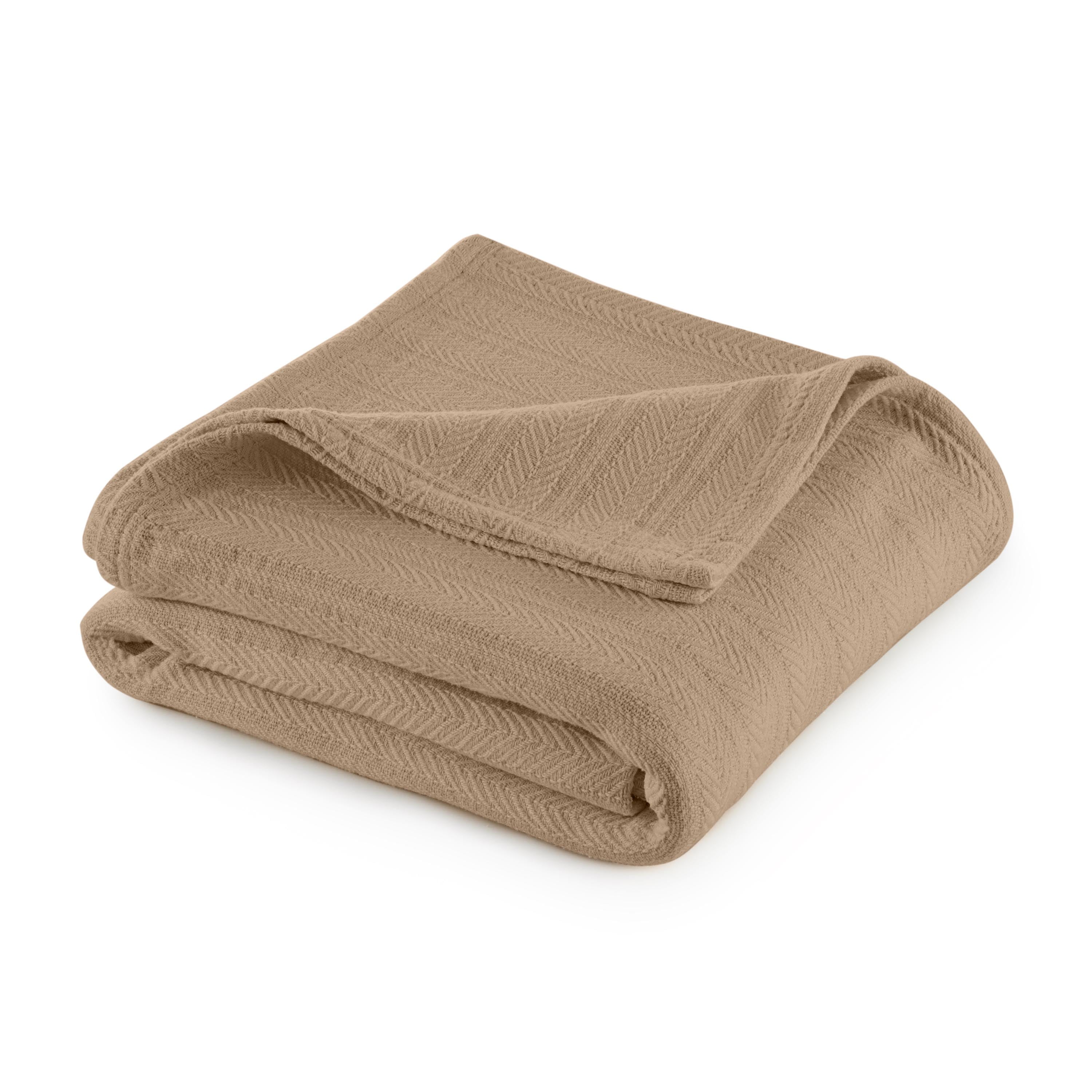Full Tan Cotton Fleece Machine Washable Blanket