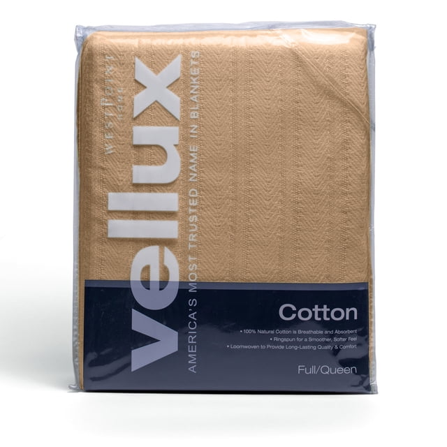 Vellux 100 Cotton Twin Blanket AllSeason, Soft, Cozy & Breathable