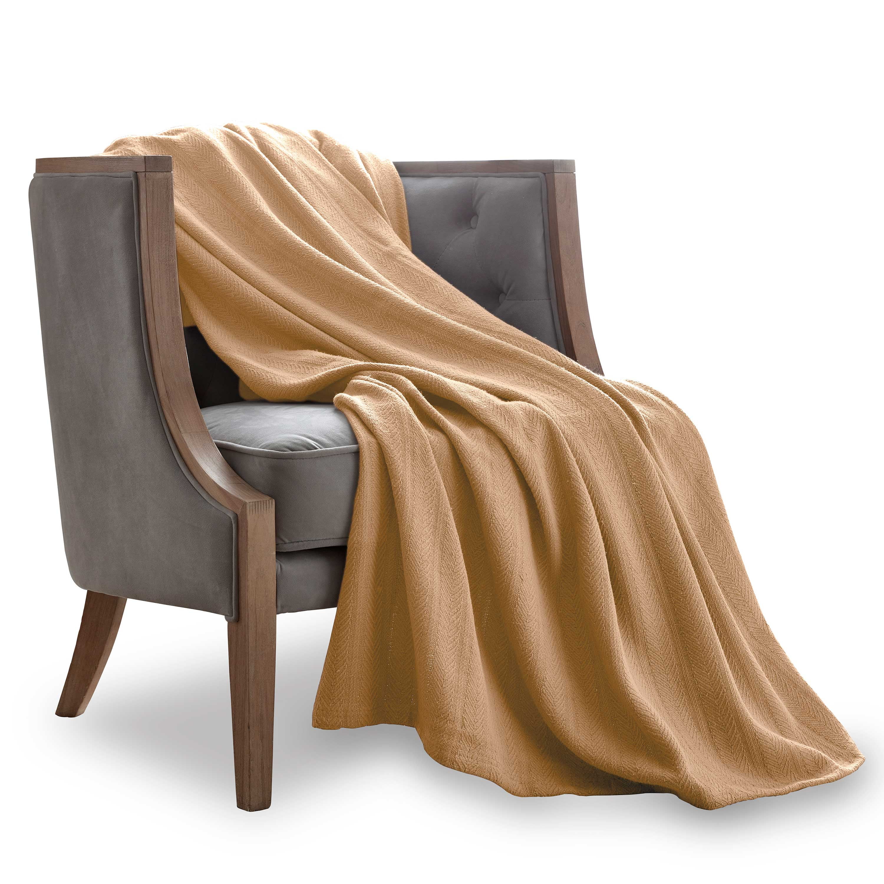 Full Tan Cotton Fleece Machine Washable Blanket