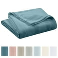thumbnail image 1 of Lightweight Breathable 100% Cotton Knit Blanket – All-Season Bed Blanket – Full/Queen Size – Blue, 1 of 8