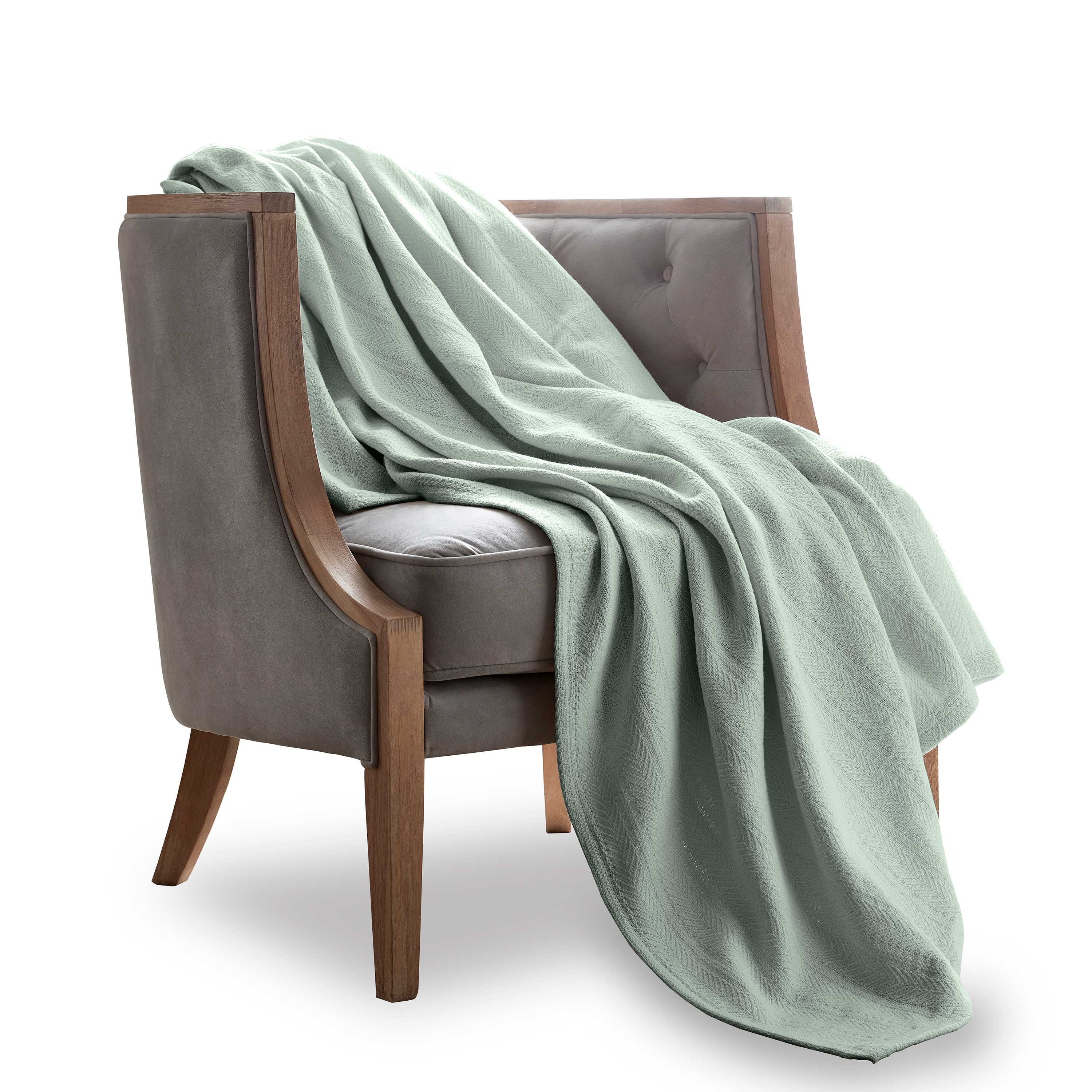 Gray Mist Full/Queen Luxury Chevron Cotton Blanket