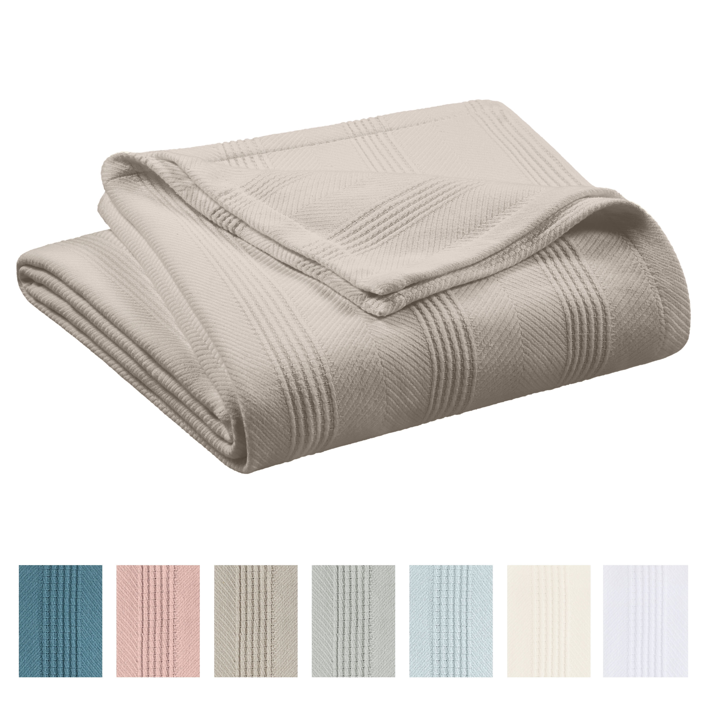 Lightweight Breathable 100% Cotton Knit Blanket – All-Season Bed Blanket – Full/Queen Size – Mink