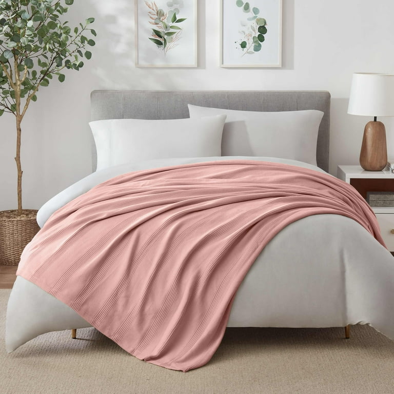 Vellux 100 Cotton Queen Blanket All Season Soft Cozy Breathable 90 x90 Pink Walmart