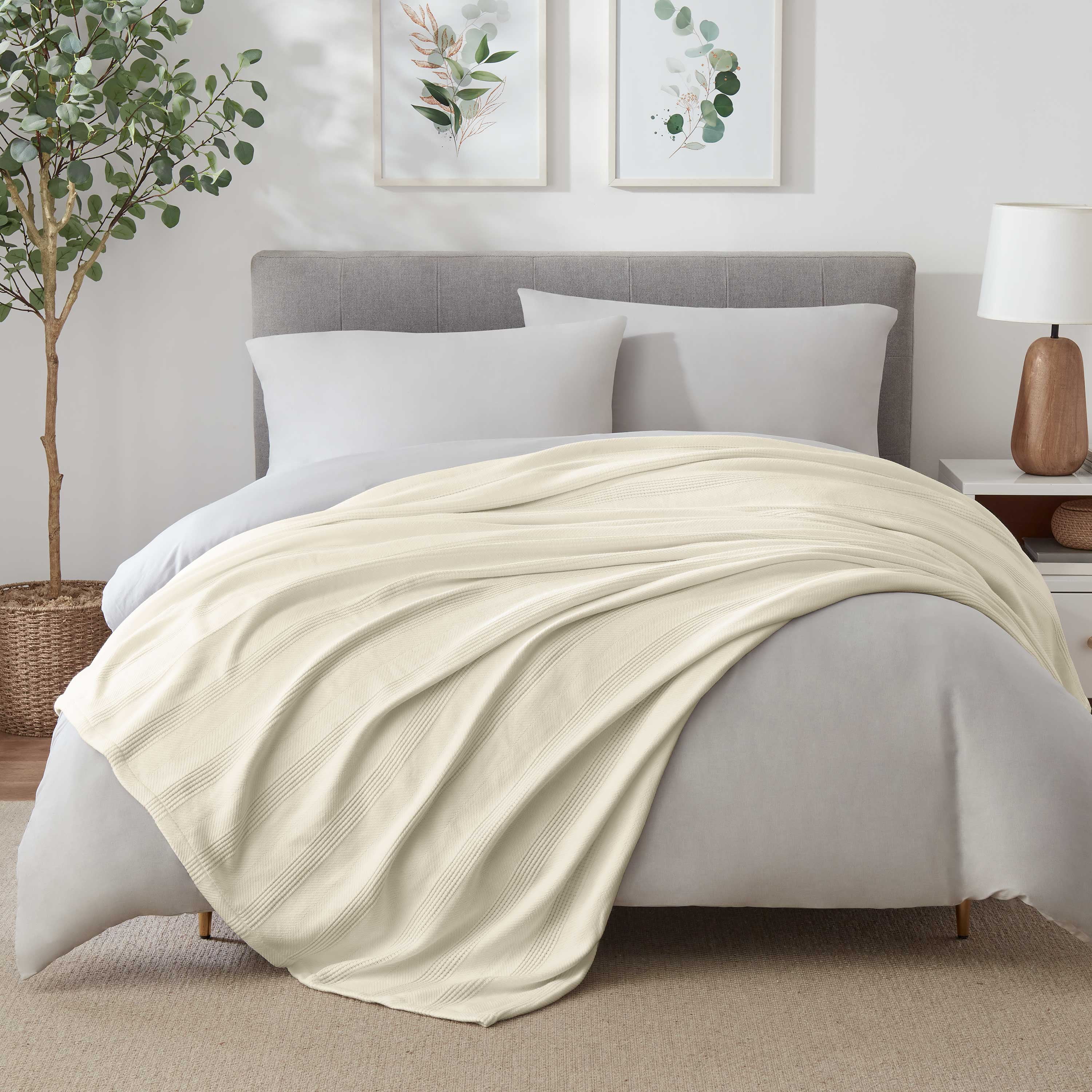Vellux 100 Cotton Twin Blanket All Season Soft Cozy Breathable 90 x66 Ivory Walmart