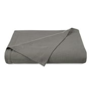 Vellux 1B07513 Reversible Cotton Sheet Solid Lightweight Couch and Bed Blanket, Twin, Grey