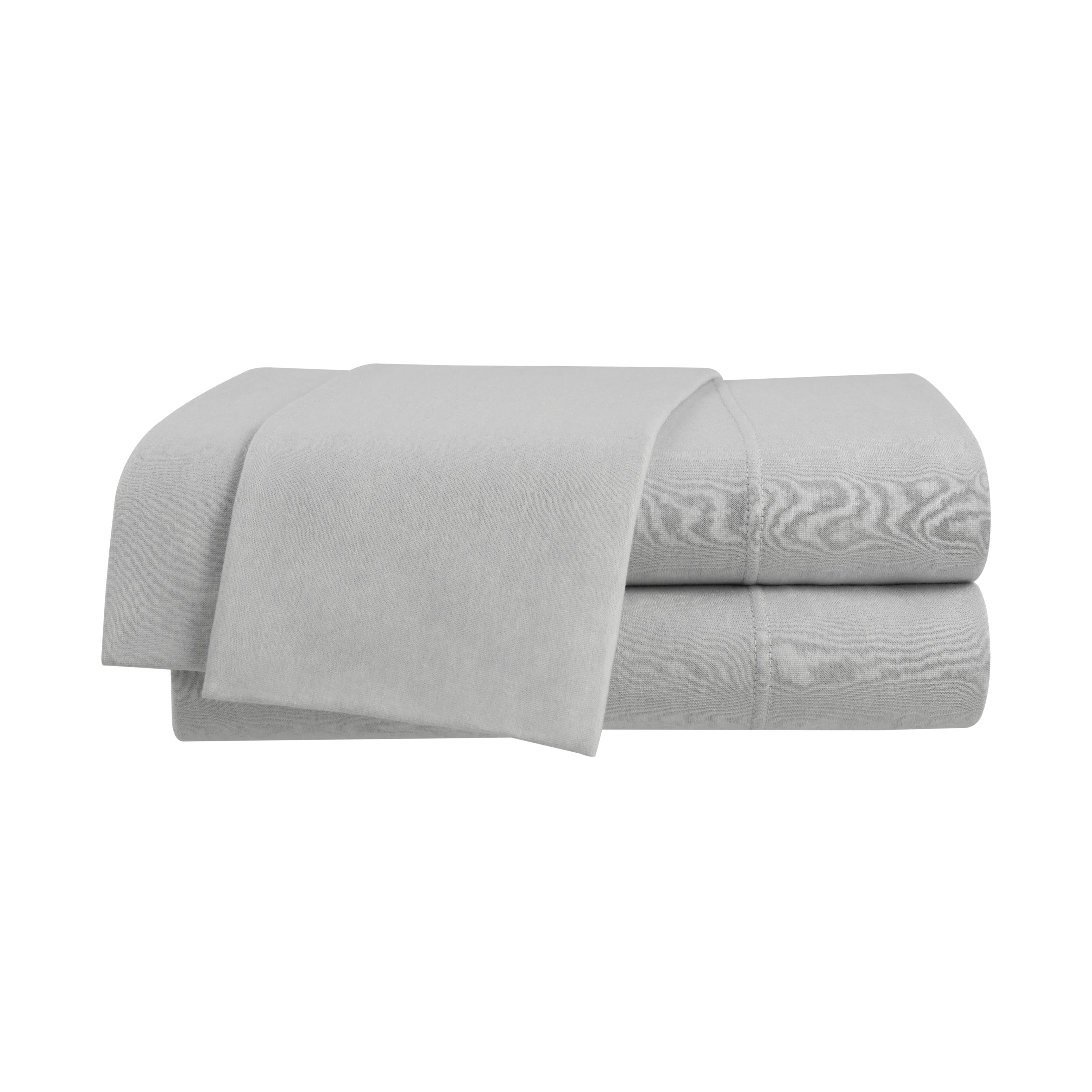 Vellux Jersey Knit 4-Piece Queen Sheet Set, Cotton Blend, Grey