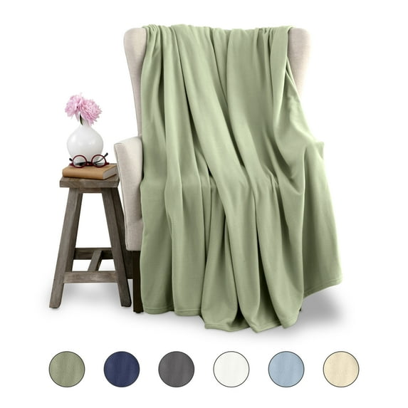 Soft All-Season Microfleece Bed Blanket – Lightweight Cozy Throw – King Size – Green