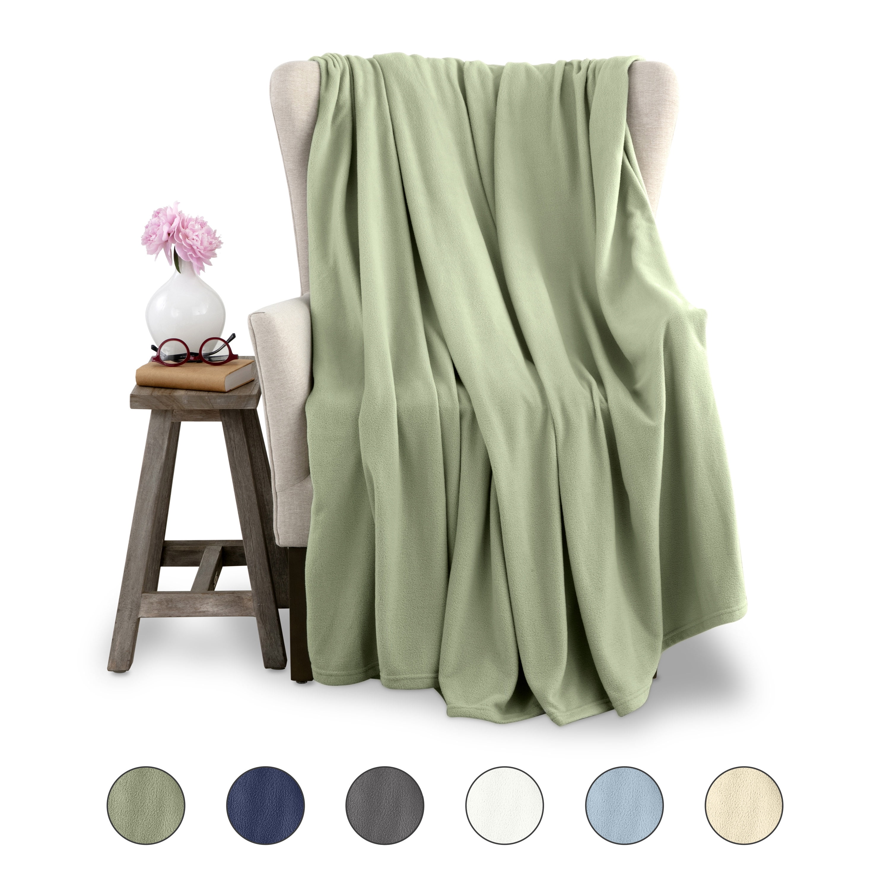 Twin Desert Sage Fleece Sherpa Reversible Blanket