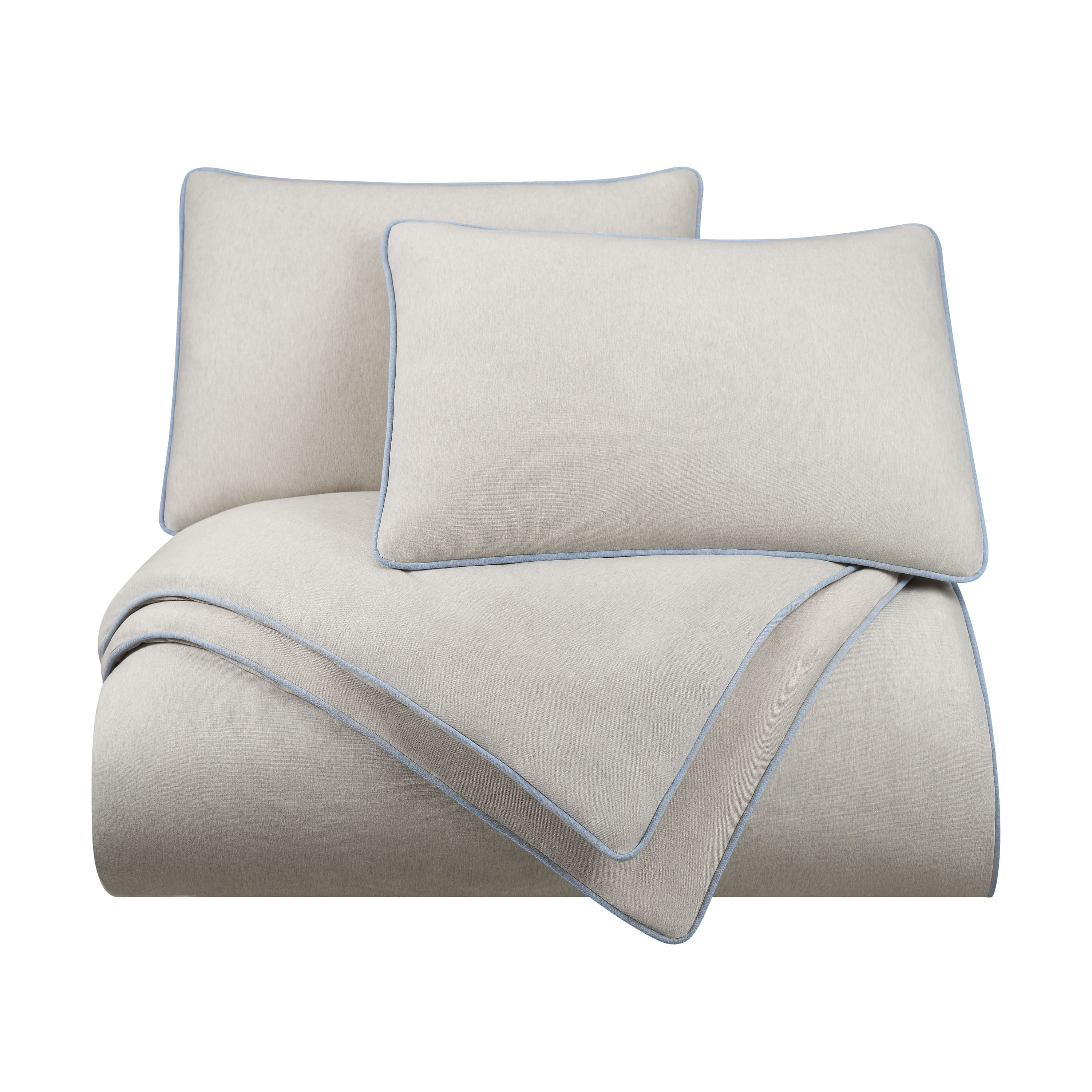 Vellux Jersey Knit 3-Piece Comforter Set, Cotton Blend, King, Gray
