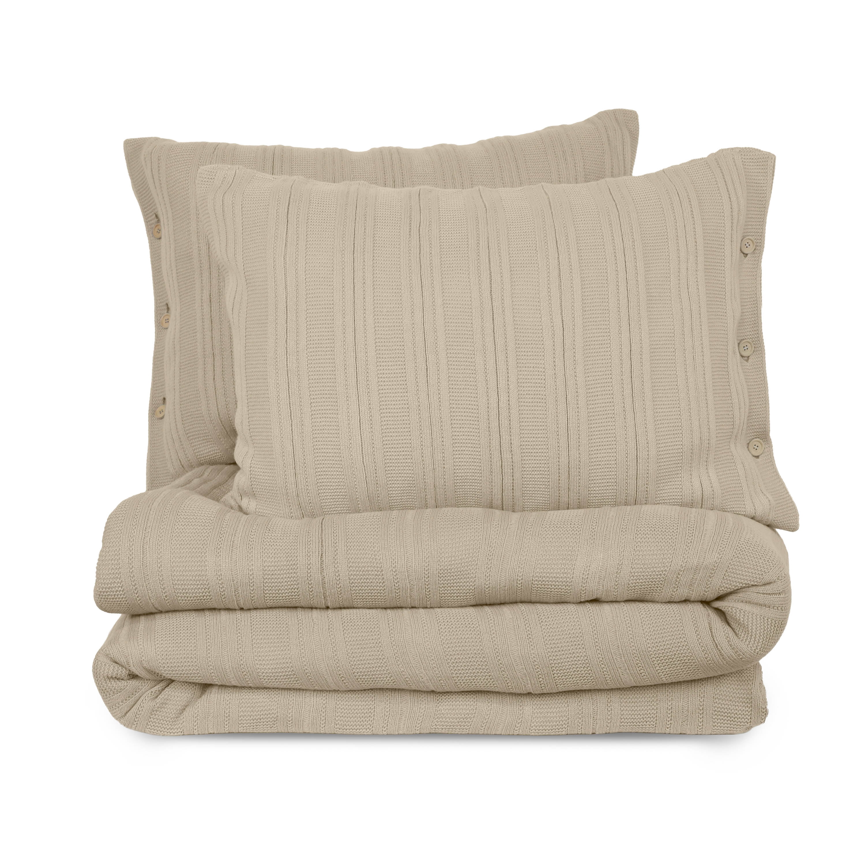 Vellux Malmo Striped Knit Blanket Set, King, Cream