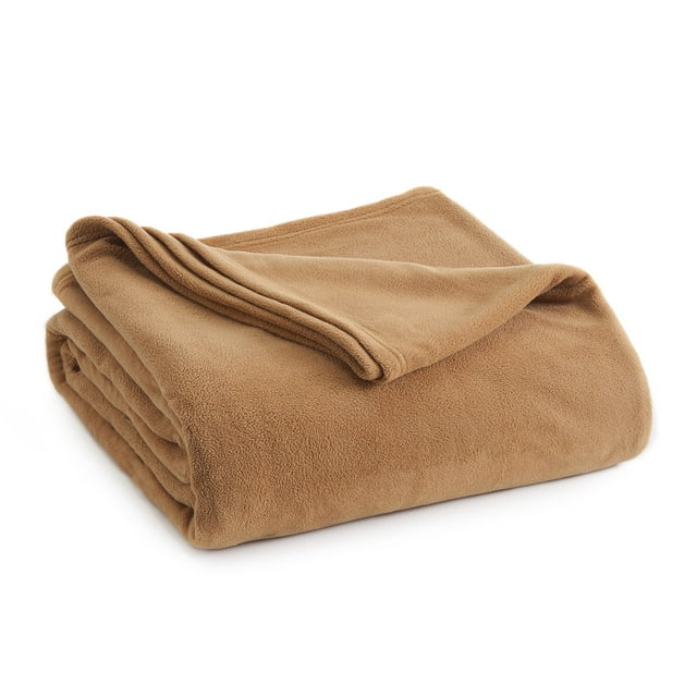 Vellux Microfleece Supersoft Lightweight Bed Blanket (Available in Multiple Sizes and Colors), Twin, Tobacco Brown