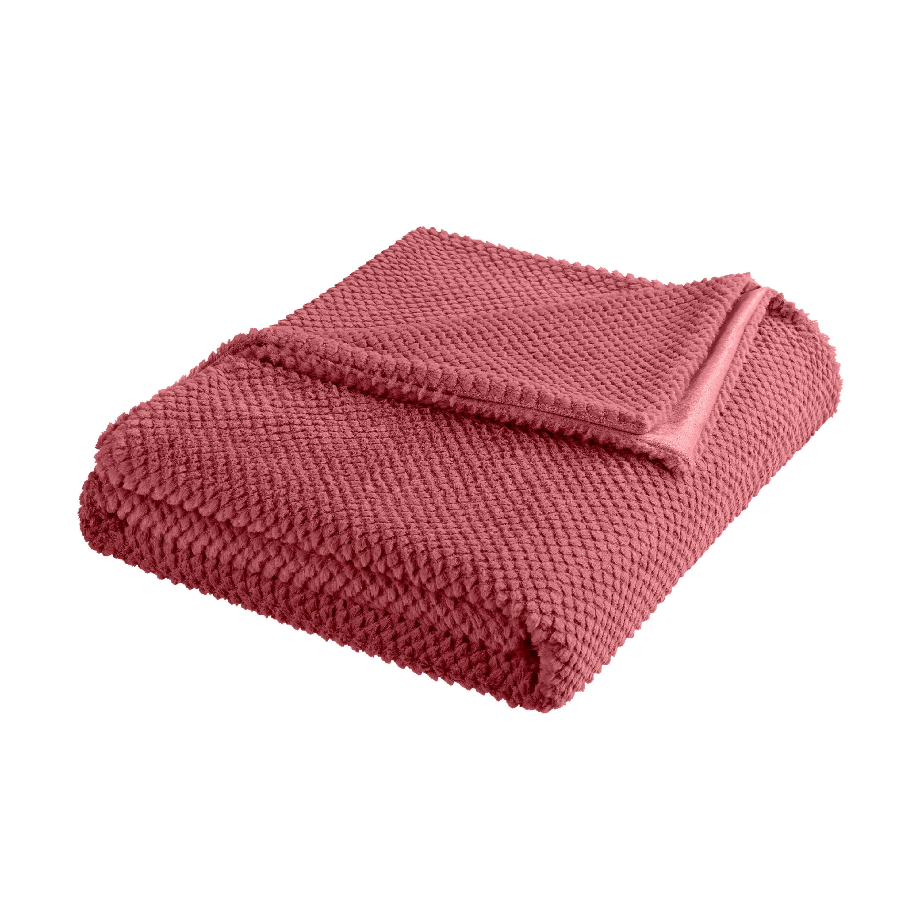 Vellux King Plush Texture Blanket | Ultra Soft Lightweight All-Season Throw | Deep Rose