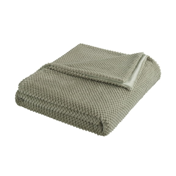 Vellux King Plush Texture Blanket | Ultra Soft Lightweight All-Season Throw | Sage