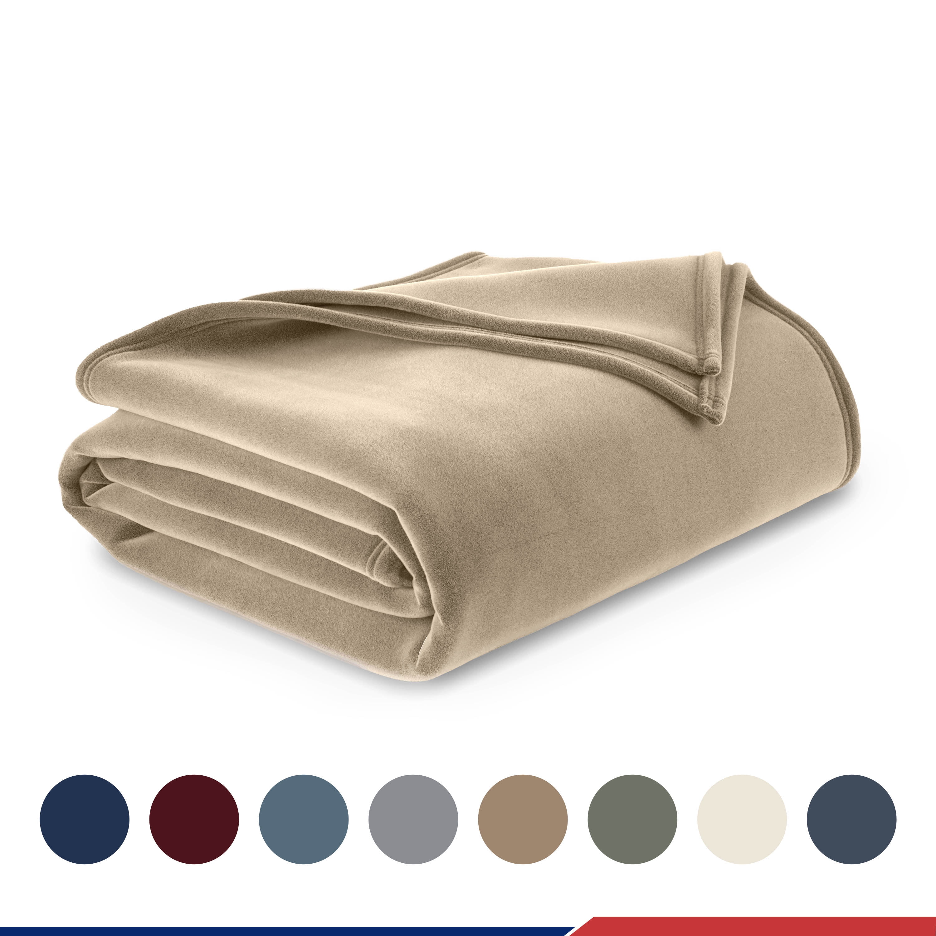 Soft All-Season Fleece Throw Blanket – Cozy Layering Bed Blanket – Full/Queen Size – Beige