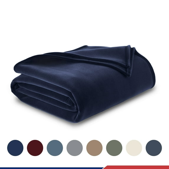 Soft All-Season Fleece Throw Blanket – Cozy Layering Bed Blanket – Full/Queen Size – Navy